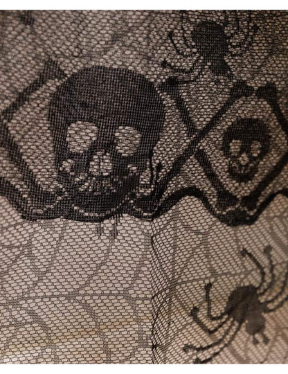 Fekete csipke halálfejes asztali futó 28 cm x 3 m