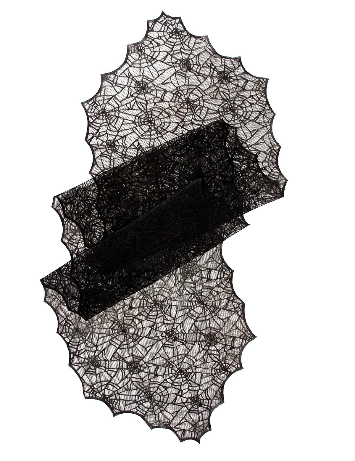 Fekete csipke pókhálós asztali futó 44 cm x 1,82 m