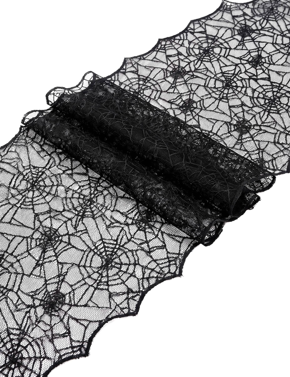 Fekete csipke pókhálós asztali futó 44 cm x 1,82 m
