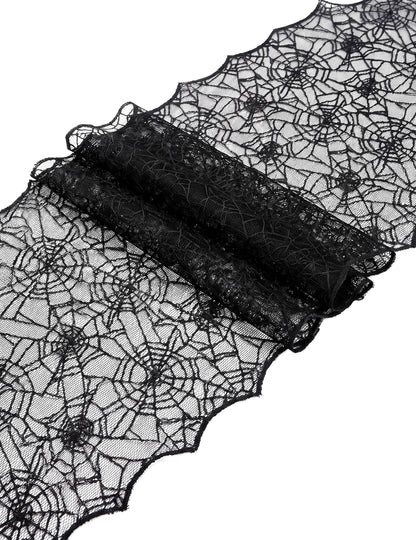 Fekete csipke pókhálós asztali futó 44 cm x 1,82 m
