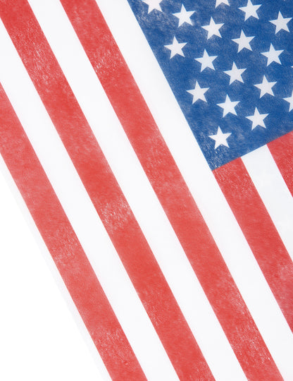 Détail du motif à étoiles et rayures du chemin de table intissé USA