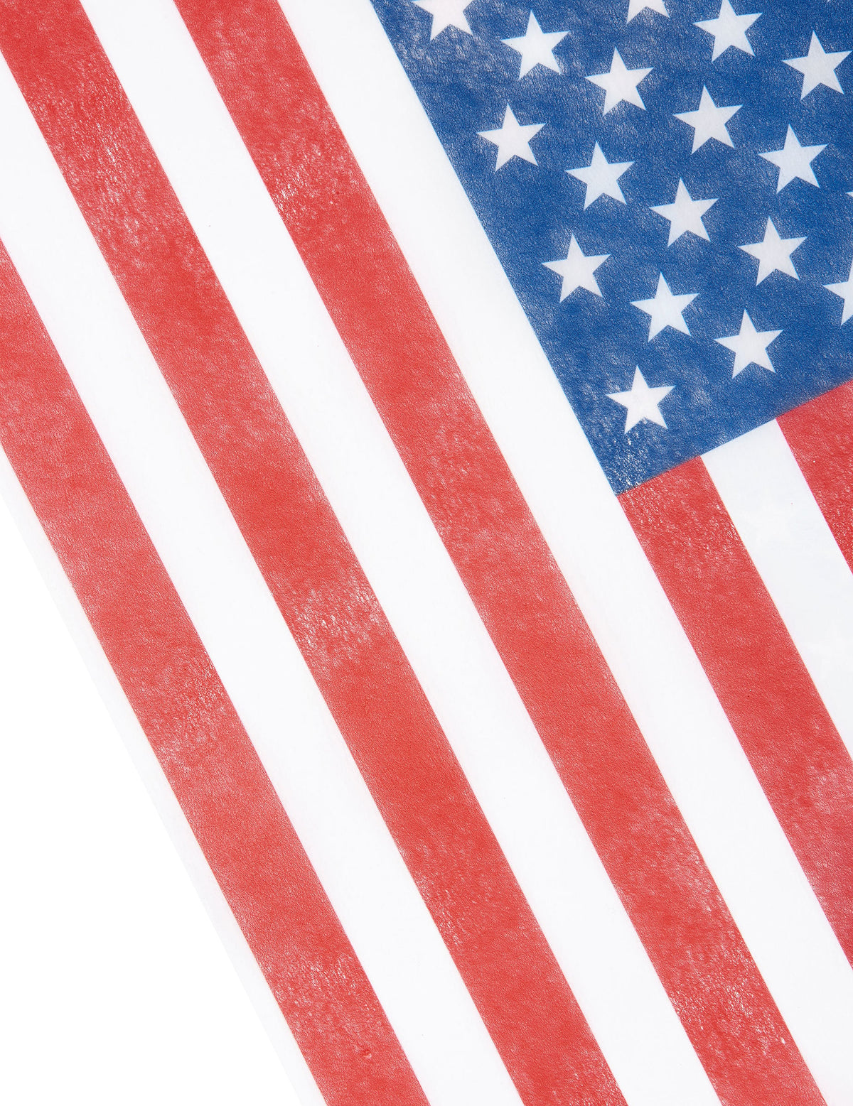 Gros plan sur les motifs étoiles et rayures du chemin de table USA