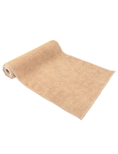 Bézs kordbársony asztali futó 28 cm x 3 m esküvőre