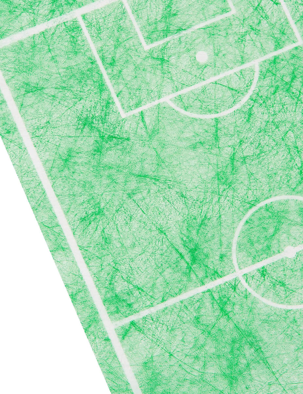 Közelkép a zöld focipálya mintás asztali futó nem szőtt anyagáról