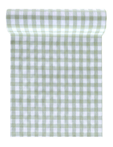 Menta színű kockás asztali futó 26 cm 3 m poliészter