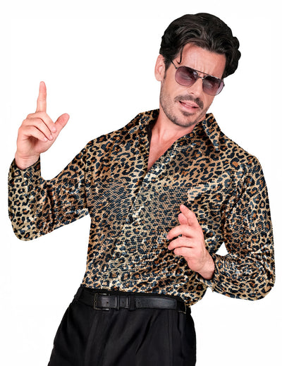 Férfi leopárd flitter ing
