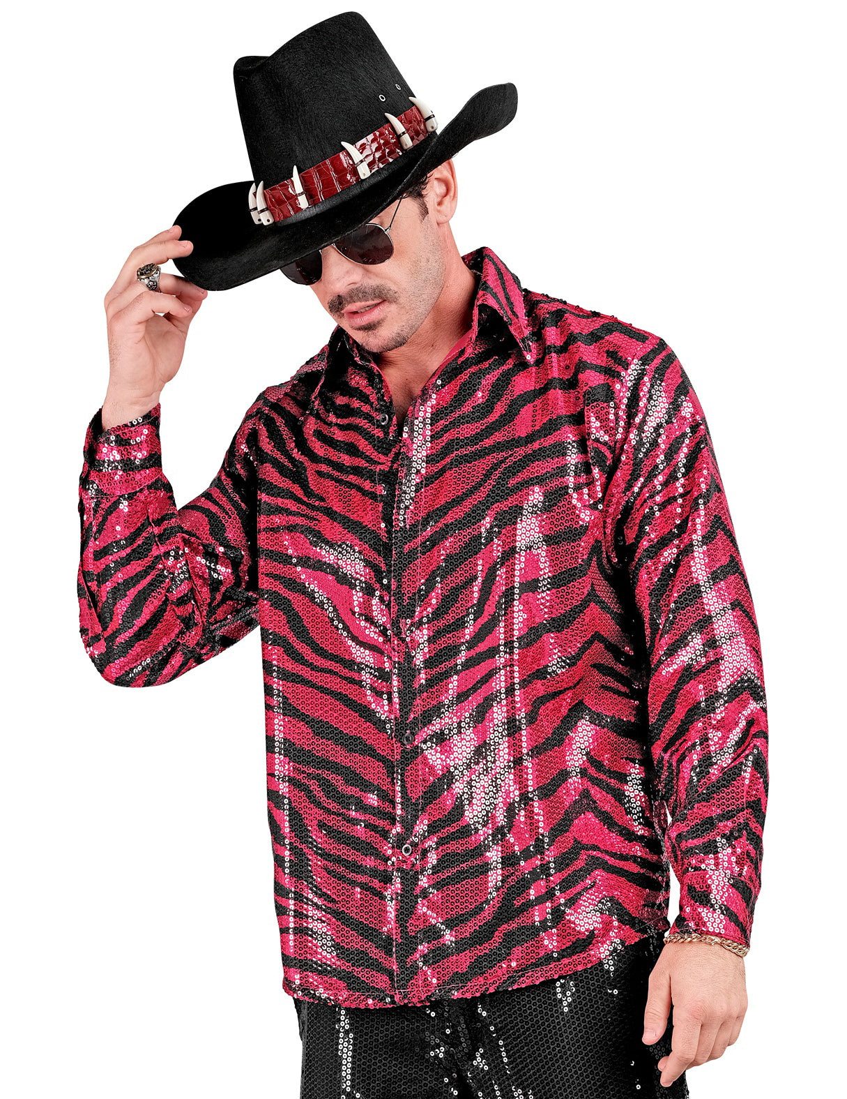 Férfi rózsaszín tigris flitter ing