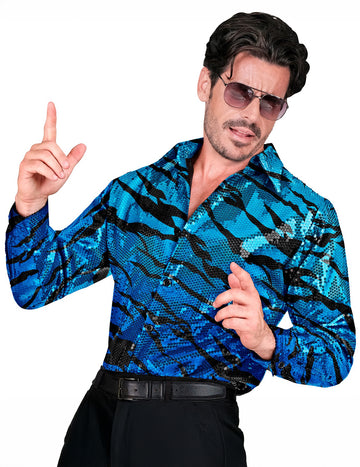 Férfi kék hullám flitter ing