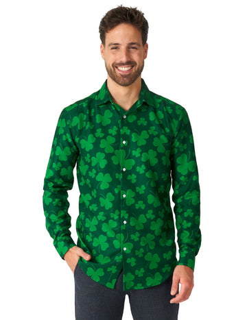 Chemise à trèfles Saint Patrick pour homme verte