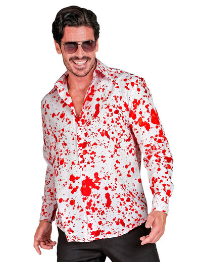 Chemise blanche ensanglantée pour homme à taches rouges