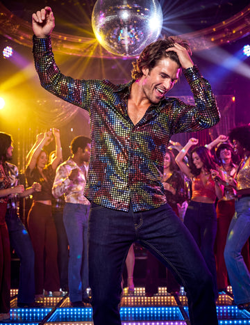 Luxus, többszínű diszkó férfi ing