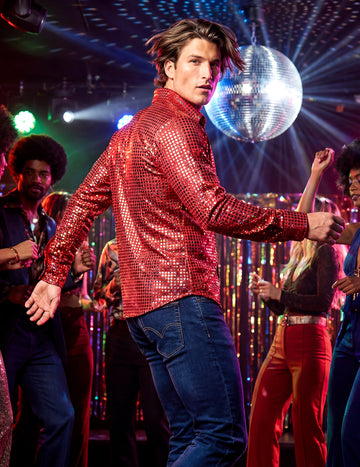 Férfi disco ing, prémium minőségű, piros színben 