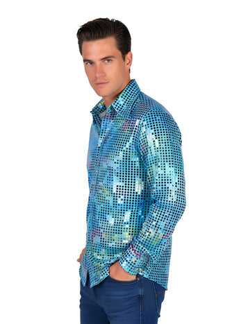 Férfi luxus türkiz diszkó ing