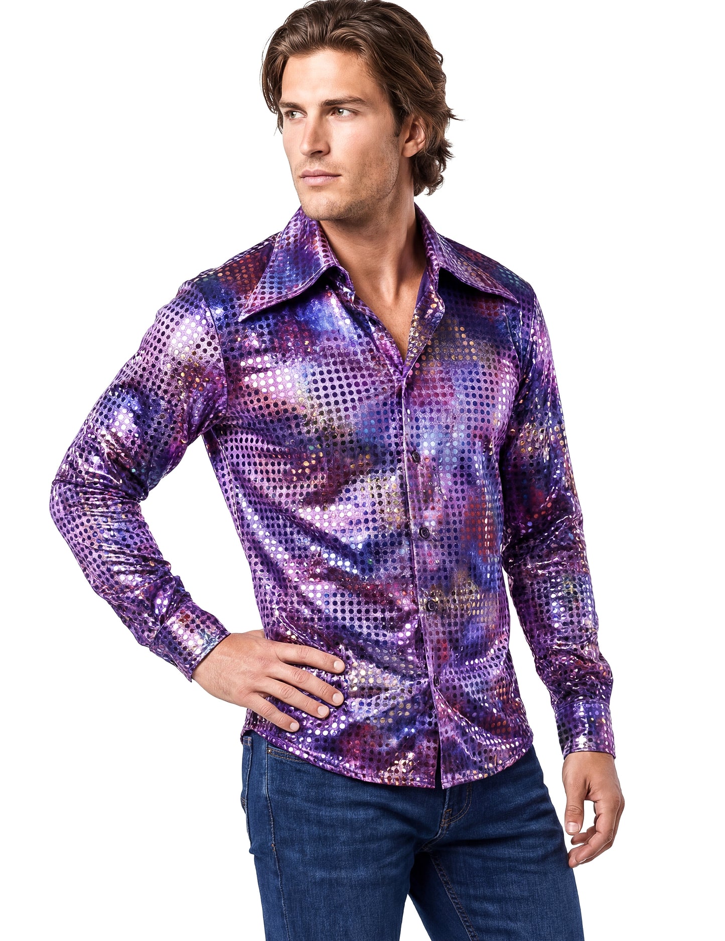 Chemise homme disco violet haut de gamme