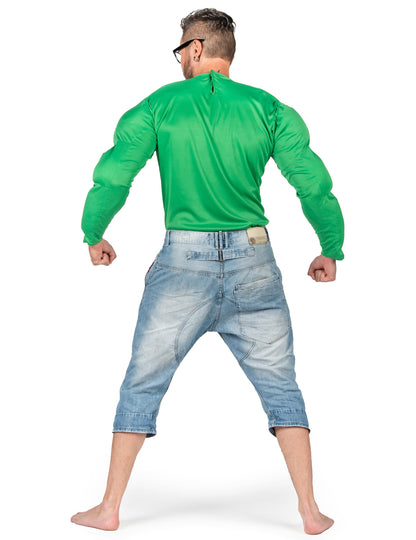 Hátulnézet a zöld izmos ingről