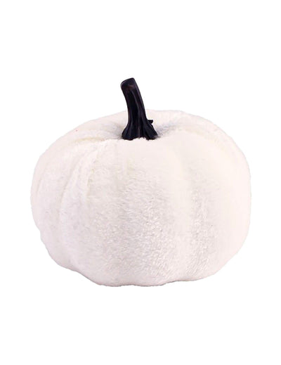 Fehér, bársonyhatású dekoratív Summerween tök 7 x 4 és 7 cm között