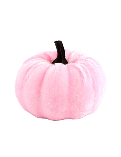 Pasztellrózsaszín, bársonyhatású dekoratív Summerween tök 7 x H 4 és 7 cm között