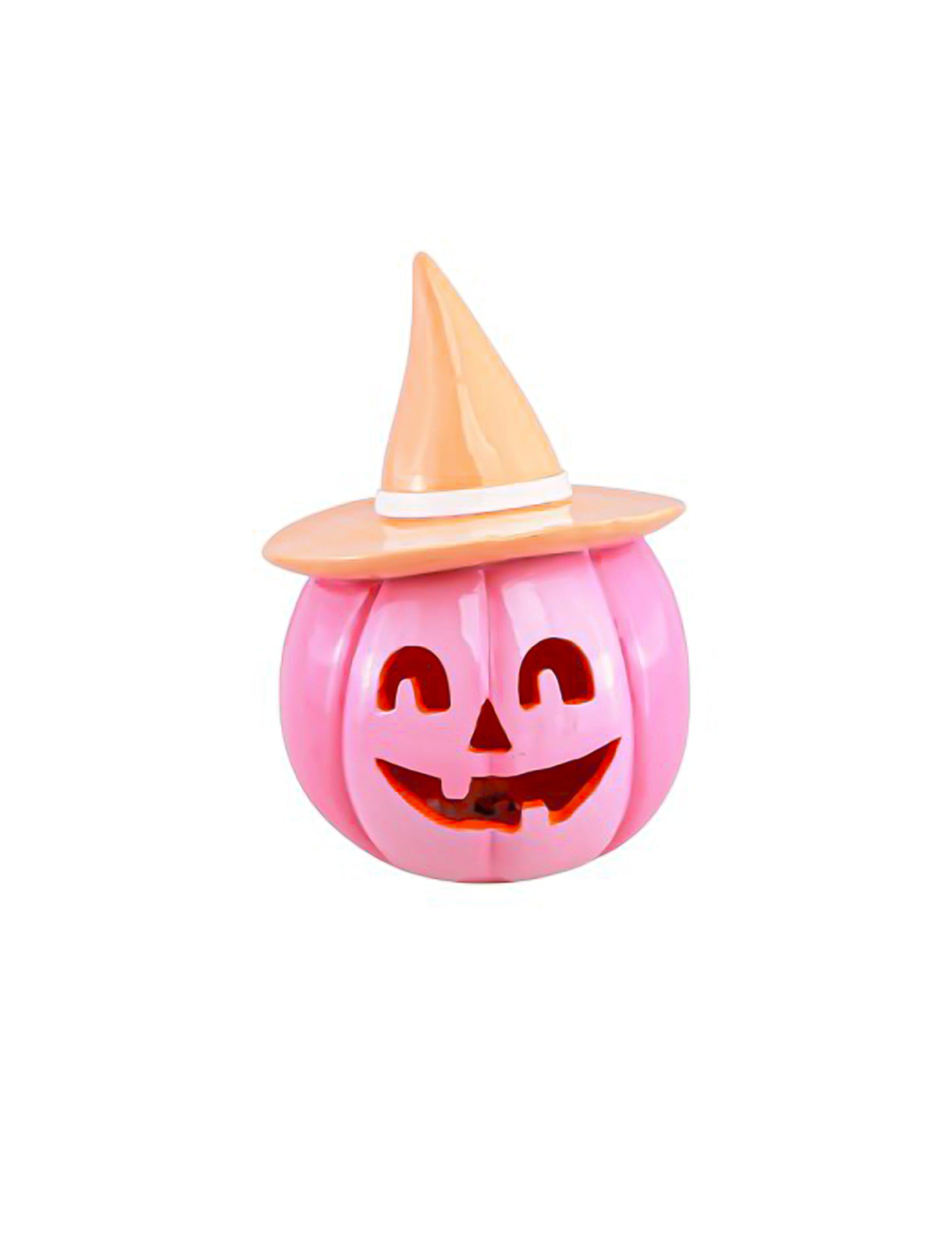 Summerween dekoratív gyantatök rózsaszínben, pasztell narancssárga kalappal, 12,5 x 12,3 x 17 cm