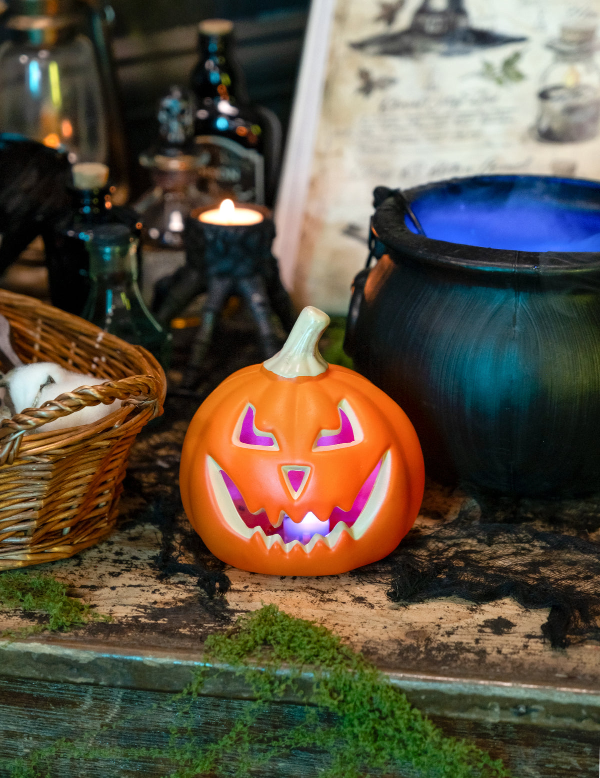 Mise en situation de la citrouille lumineuse d'Halloween