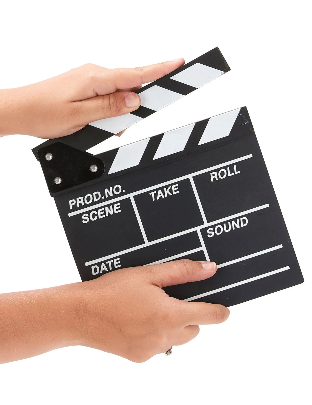 Mise en situation tenue en main du clapper board cinéma