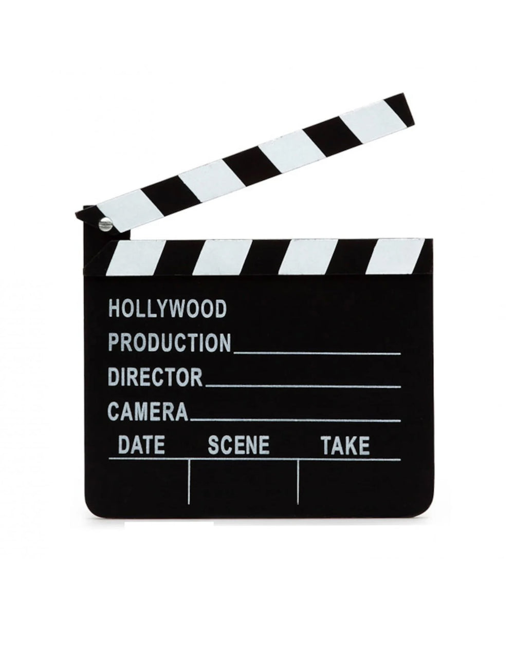 Clapper board cinéma noir et blanc avec inscriptions Hollywood