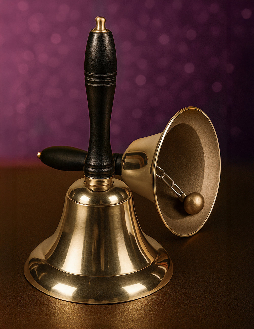 Cloche du Père Noël de luxe pour adulte dorée avec manche noir