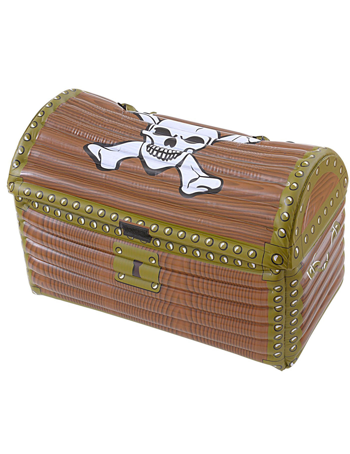 Vue de dessus avec motif tête de mort du coffre pirate gonflable