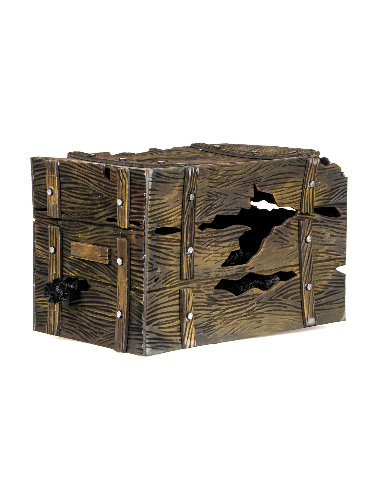 Vue de profil du coffre lumineux et sonore avec créature cachée