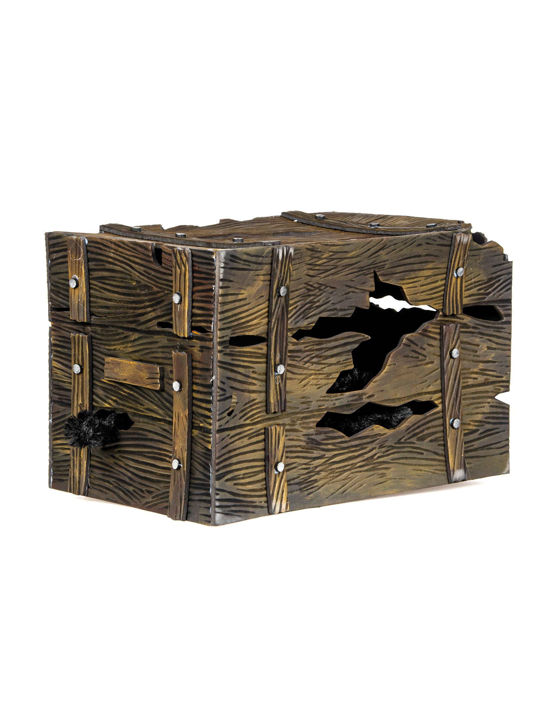 Vue de profil du coffre lumineux et sonore avec créature cachée