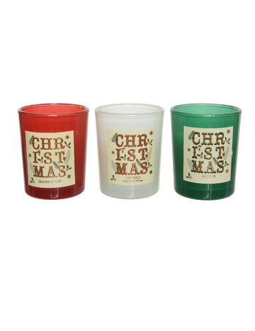 3 darabos karácsonyi illatú gyertya ajándékszett, 6 db cm