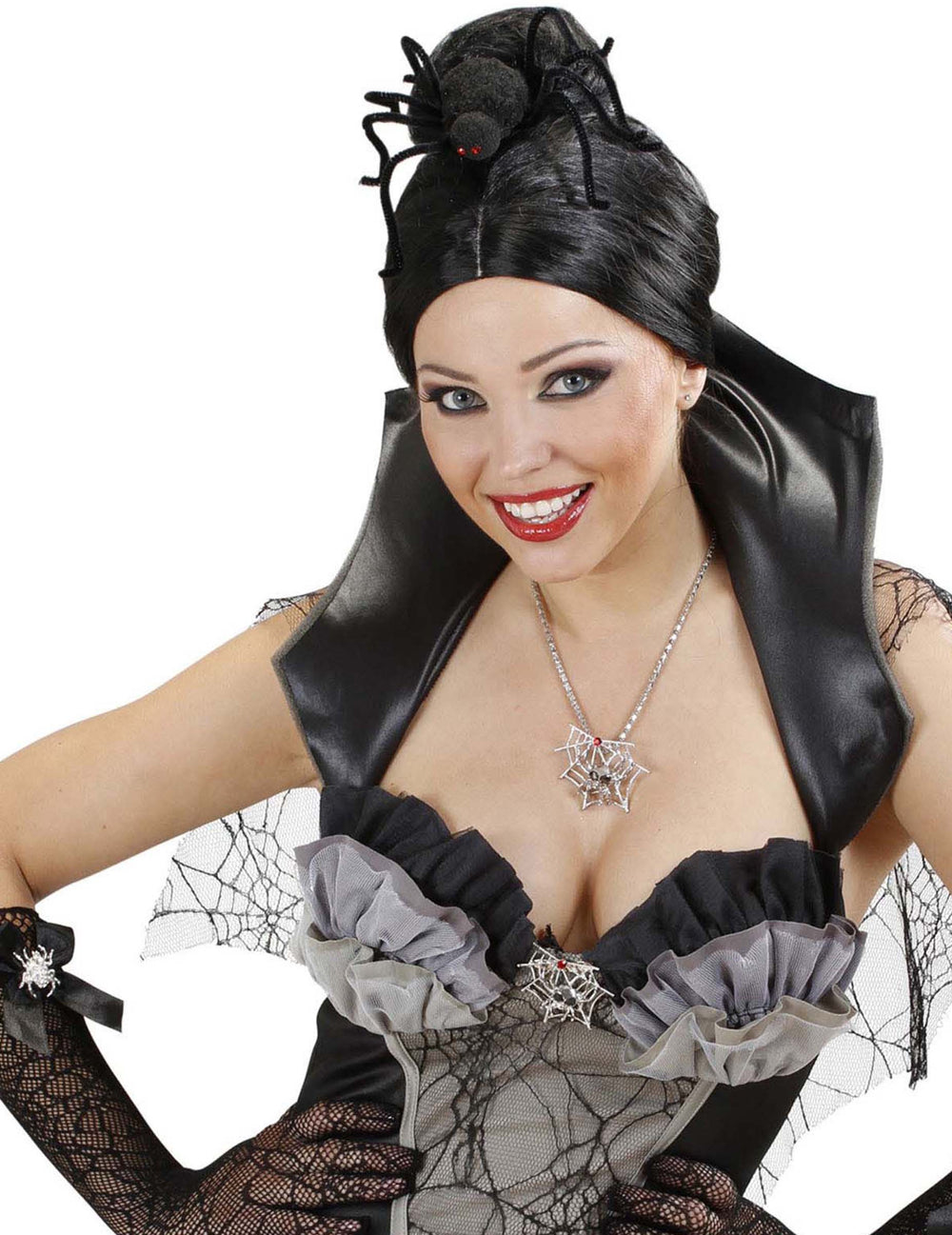 Coiffe araignée Halloween pour adulte noire avec pattes poilues