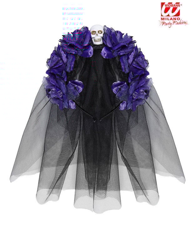 Lila virág sapka halálfejű nő dia de los muertos