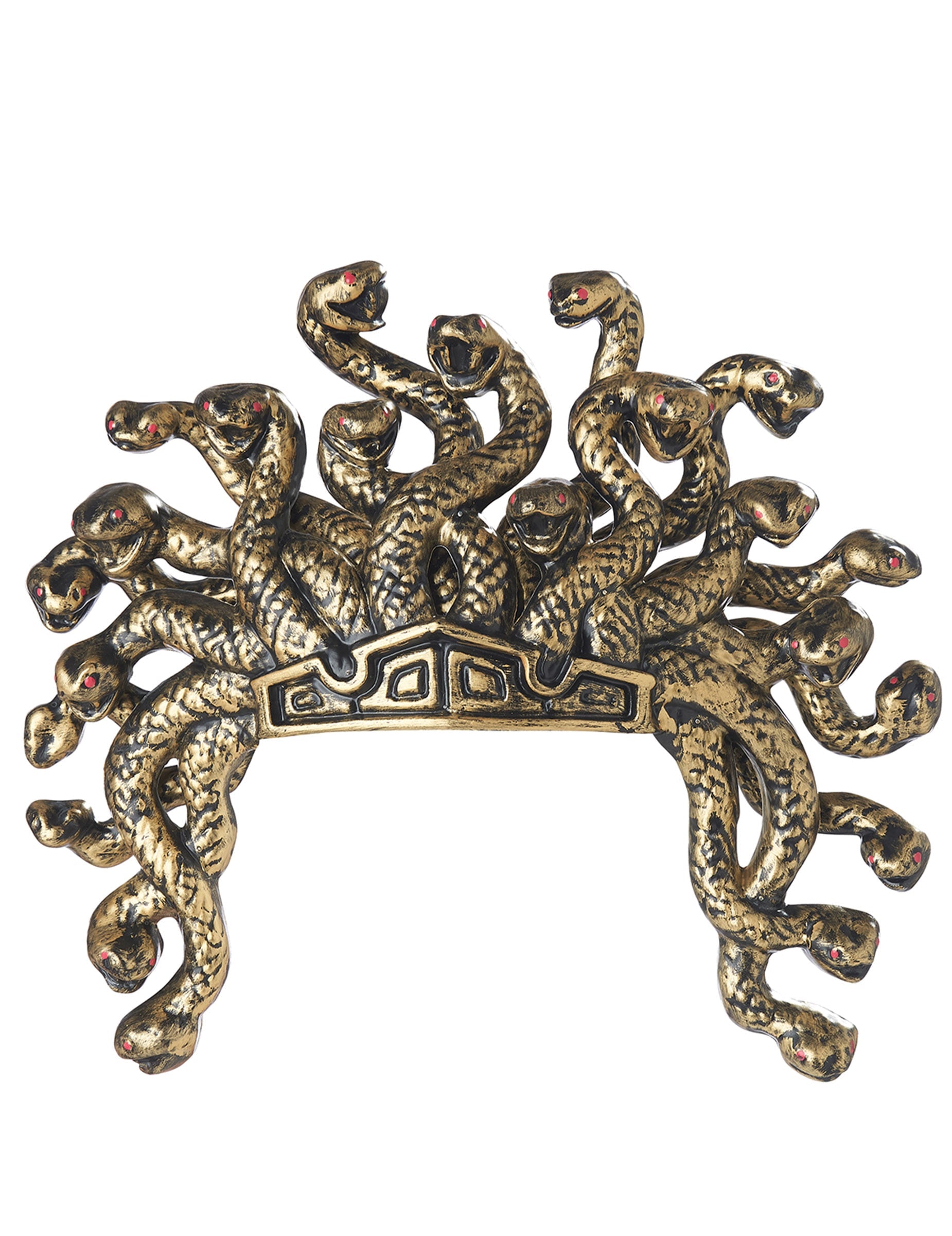 Coiffe Méduse pour femme dorée avec têtes de serpents