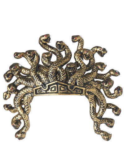 Coiffe Méduse pour femme dorée avec têtes de serpents