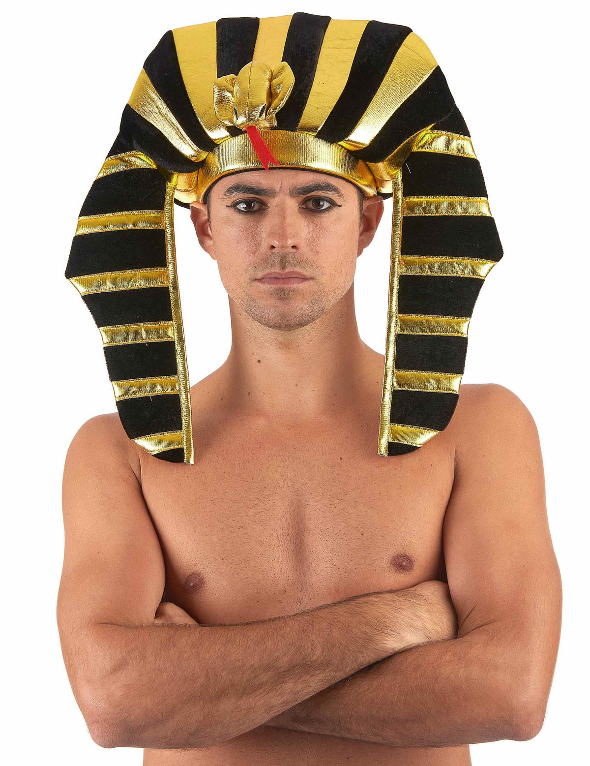 egyiptomi fáraó fejdísz felnőtt fekete és arany kobra díszítéssel