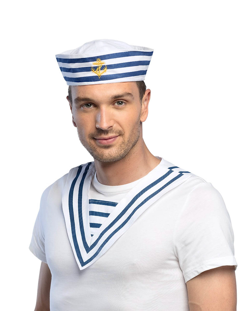 felnőtt tengerészgallér fehér és kék csíkos
