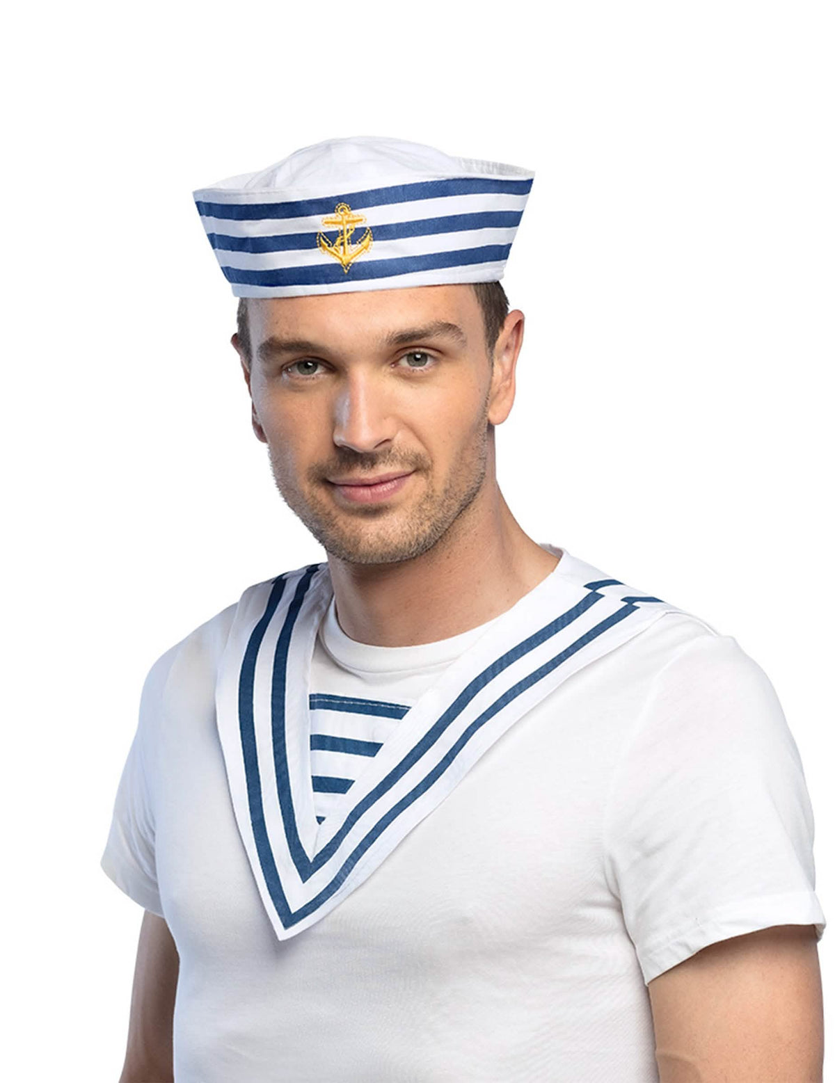 felnőtt tengerészgallér fehér és kék csíkos