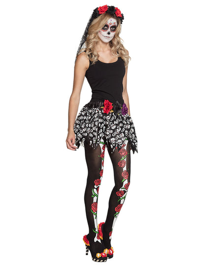 Fekete harisnyák szexi nő dia de los muertos