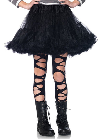 Collants opaques à trous punk pour enfant noir
