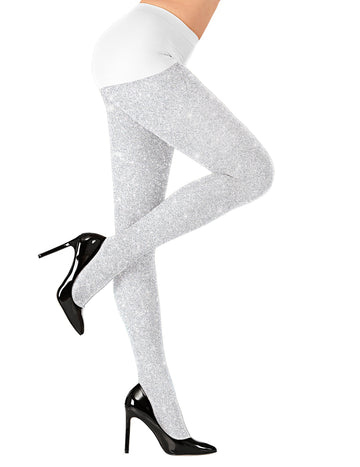 Felnőtt fehér csillámos harisnyanadrág