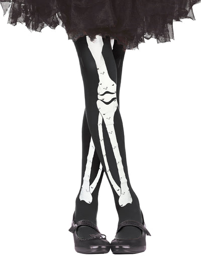 Collants squelette Halloween pour enfant noir et blanc