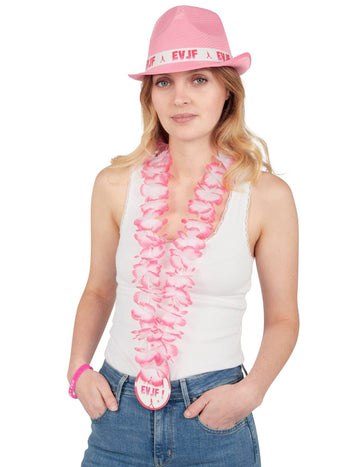 Rózsaszín virágos lánc női legénybúcsúra medállal