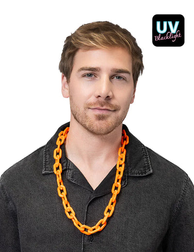 Széles lánc nyaklánc neon narancssárga