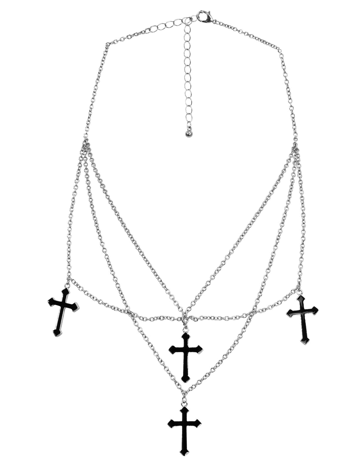 Vue d'ensemble du collier croix gothiques noires pour adulte
