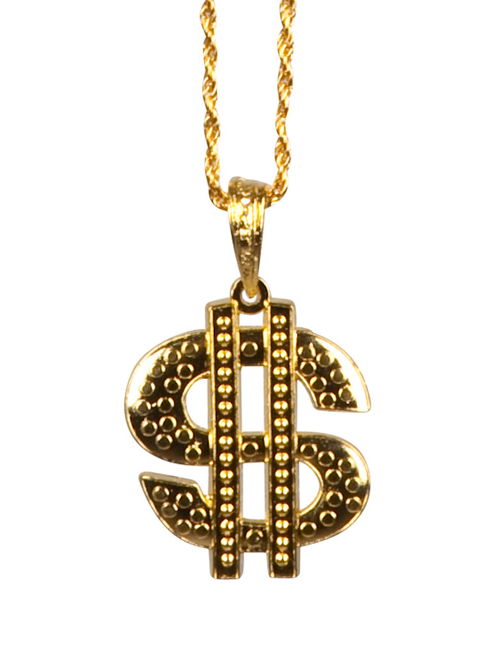 Gros plan sur le pendentif du collier dollars or pour adulte