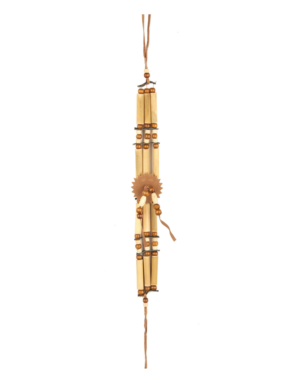 Ras de cou indien pour adulte beige et marron en bois