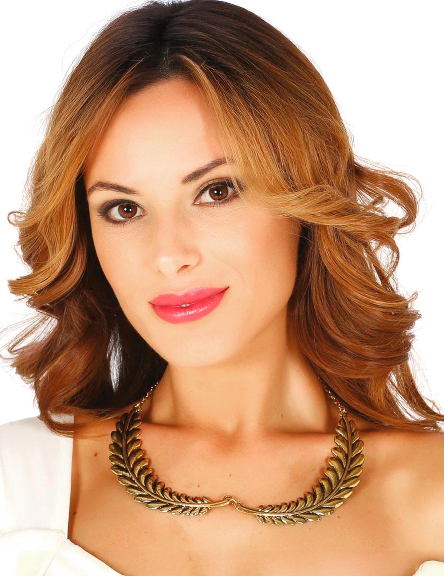 Collier motif feuilles de lauriers pour adulte or