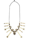 Collier os et tête de mort pour adulte beige et marron
