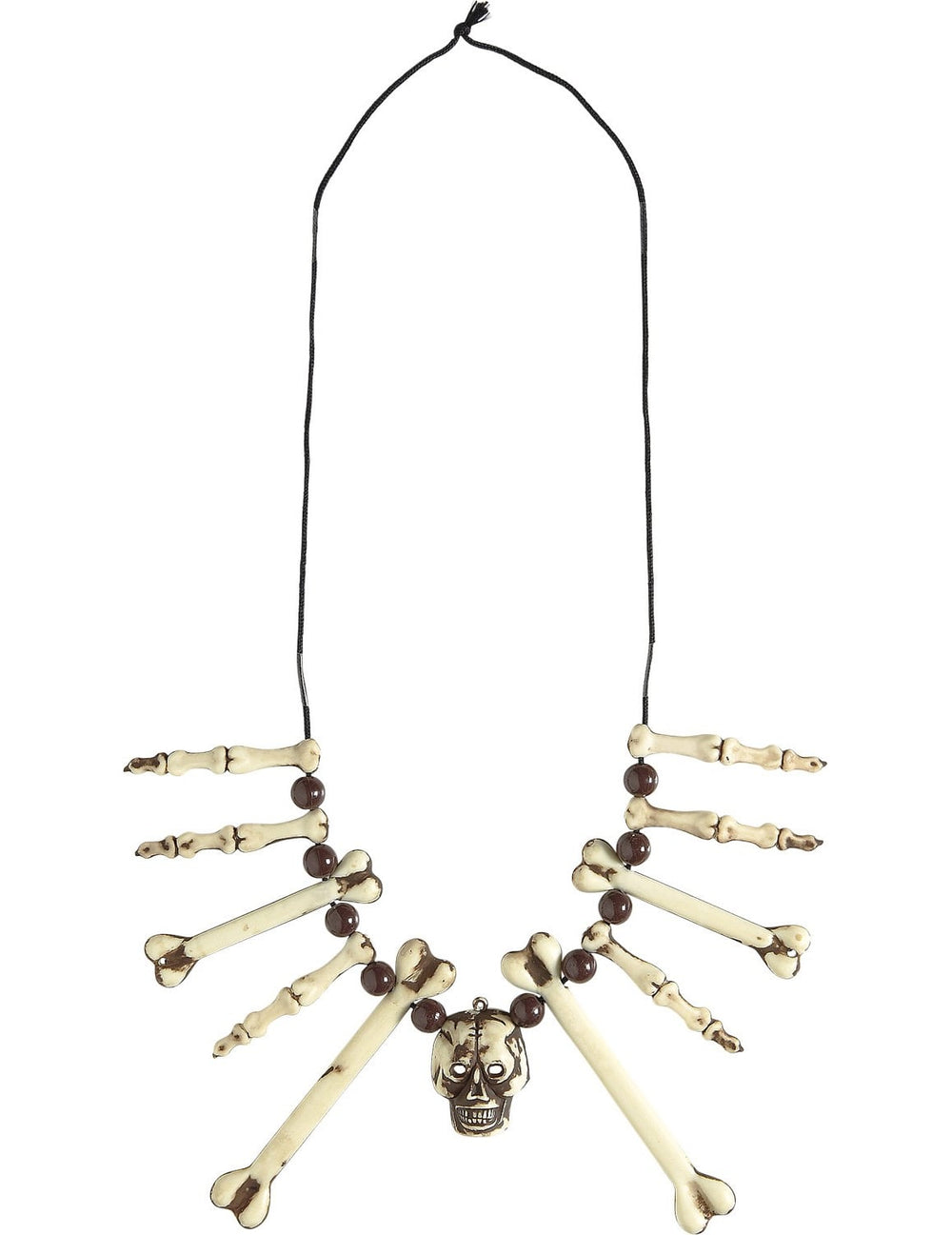 Collier os et tête de mort pour adulte beige et marron