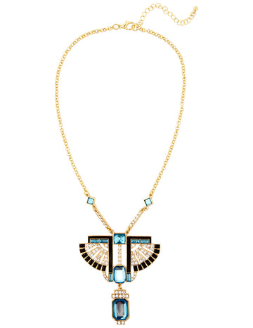 Collier pharaon pour femme doré avec pierres bleues et noires